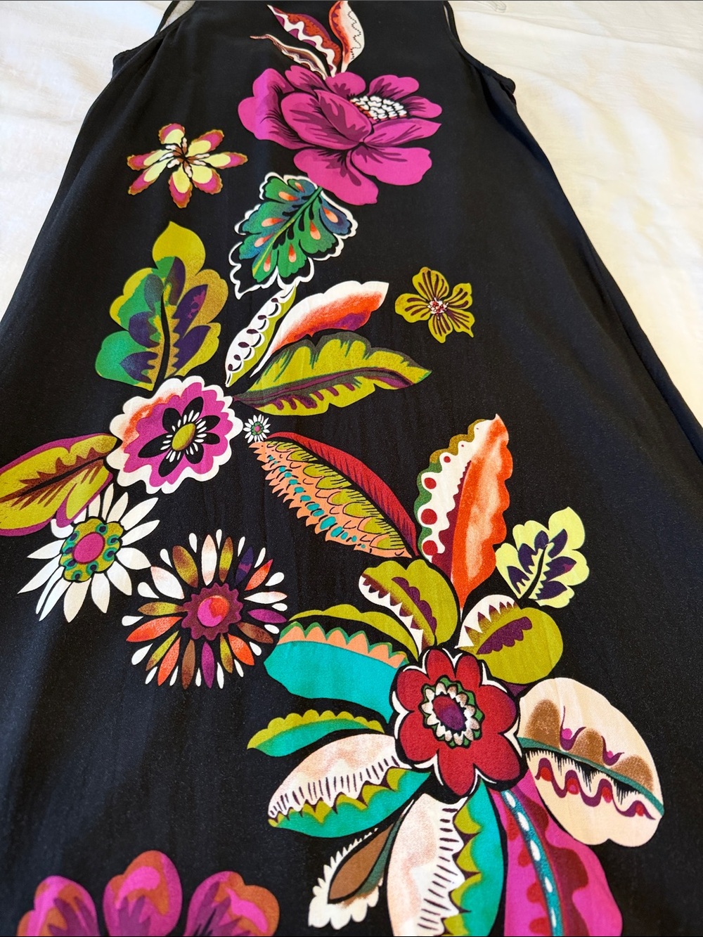 Slim Factor-Investments - Sleeveless Black Maxi Dress with Pink Floral Print